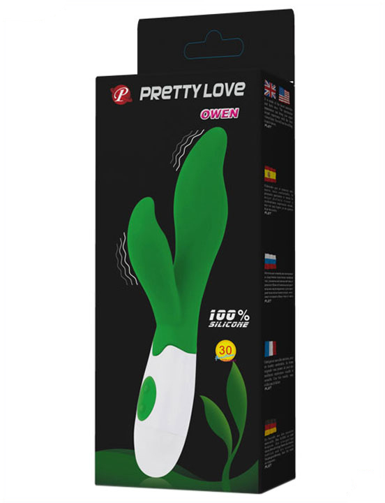 Вибратор Owen, 30 видов вибраций, зелёный, 38x200 мм