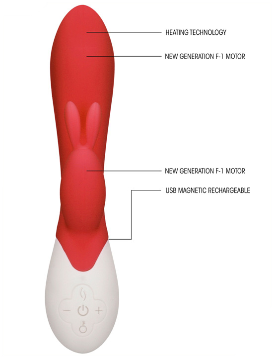 Вибратор-кролик Flame с функцией нагрева, USB, 38x200 мм