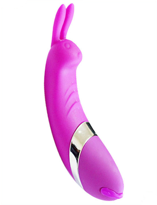 Мини-вибратор BUNNY, 12 видов вибраций, силикон, розовый, 30x115 мм