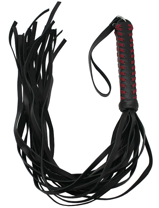 Флогер, ручка плетёная, с красной оплёткой, чёрно-красный