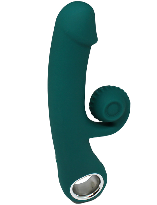Вибратор Eroticon Snail с клиторальным стимулятором, зелёный, 25x35x190 мм