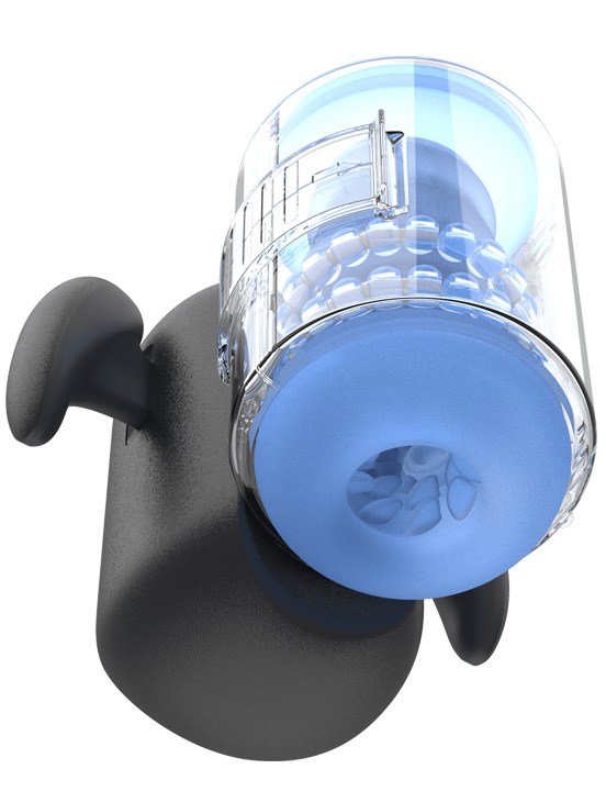 Инновационный робот-мастурбатор Black Knight с массажем бусинами, чёрный