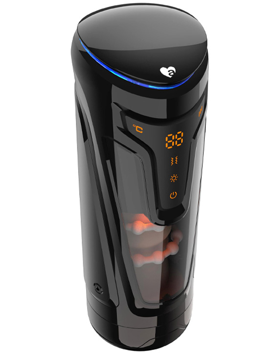 Инновационный мастурбатор Warrior с пенетрацией и массажем бусинами, чёрный