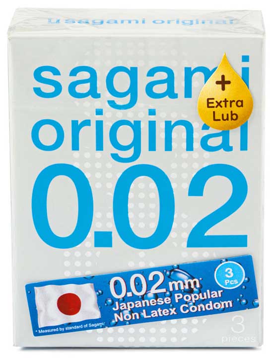 Презервативы Sagami Original 0.02 Extra Lub, тонкие, полиуретановые, 3 шт.