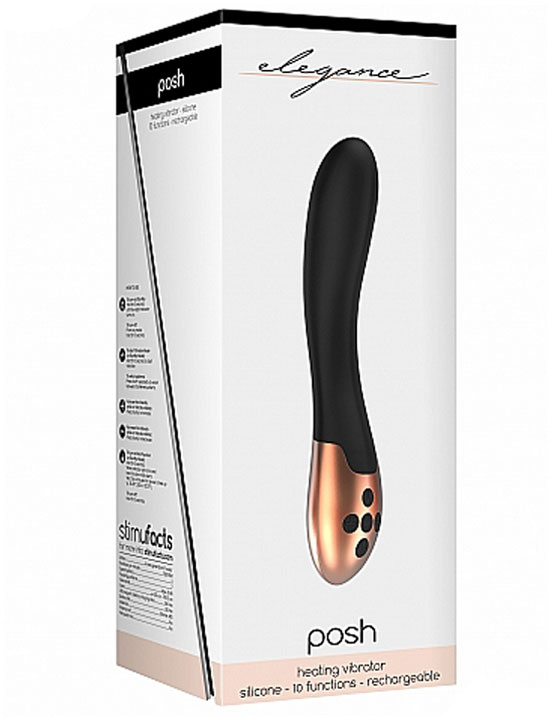Вибратор Posh с функцией нагрева, чёрный, 35х200 мм