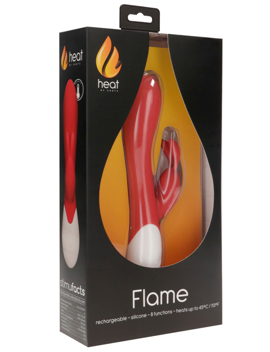 Вибратор-кролик Flame с функцией нагрева, USB, 38x200 мм