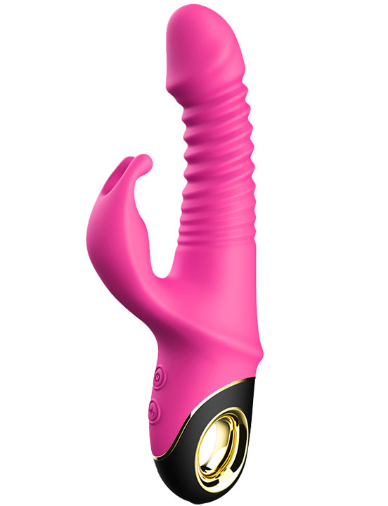 Вибратор Eroticon Crazy Rabbit с фрикционным движением и ротацией, красный