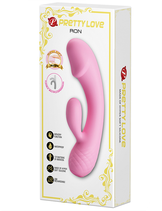 Вибратор Ron, 12 видов вибраций, силикон, розовый, 37x175 мм