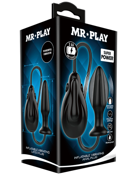 Вибропробка расширяющаяся Mr.Play, латекс, чёрная, 38x145 мм