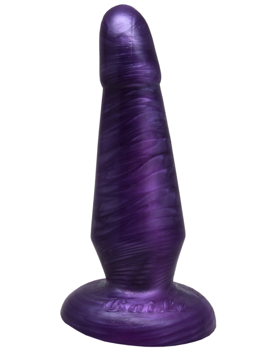 Анальная пробка изогнутая, гелевая, перламутрово-фиолетовая, 35x120 мм