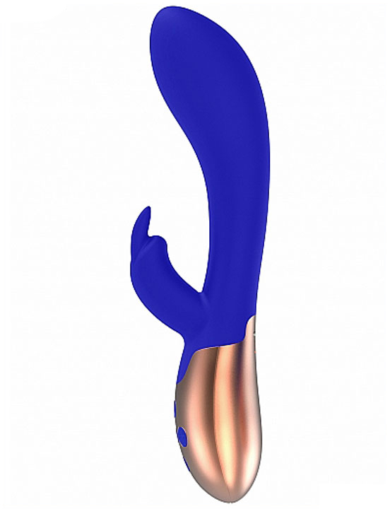 Вибратор Opulent с функцией нагрева и клиторальной стимуляцией, синий, 35х203 мм