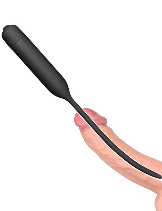 Уретральный виброплаг Silicone Vibrating Urethral Dilator, чёрный