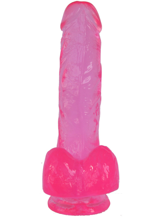 Фаллоимитатор на присоске с мошонкой, TPR, розовый, 175x38 мм