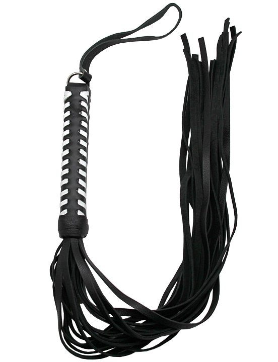 Флогер, ручка плетёная с белой оплёткой, чёрно-белый