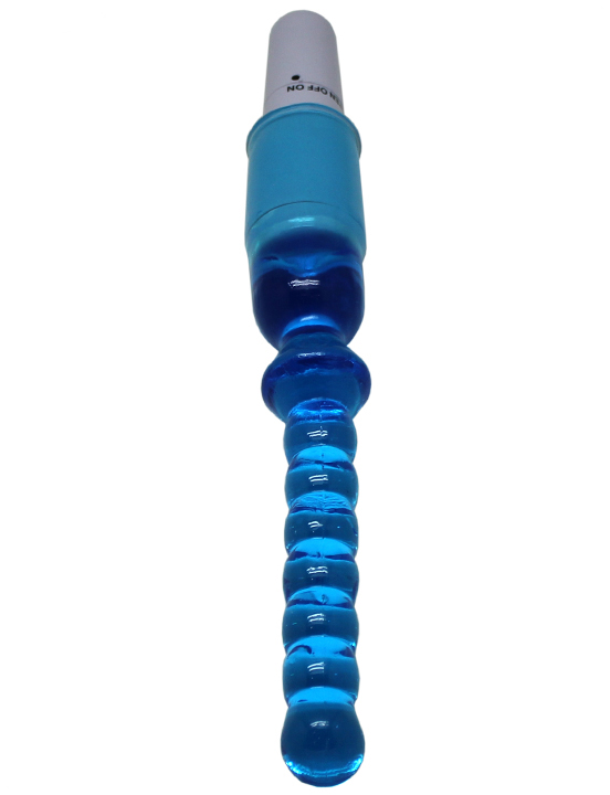 Вибратор гелевый удлиненный, синий, 25x250 мм