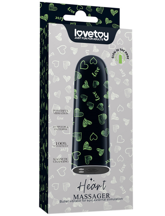 Минивибратор Heart светящийся, пережаряжаемый