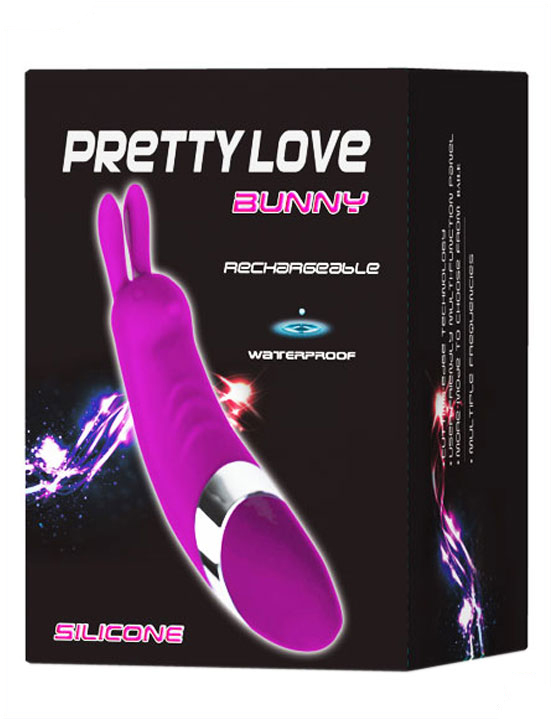 Мини-вибратор BUNNY, 12 видов вибраций, силикон, розовый, 30x115 мм