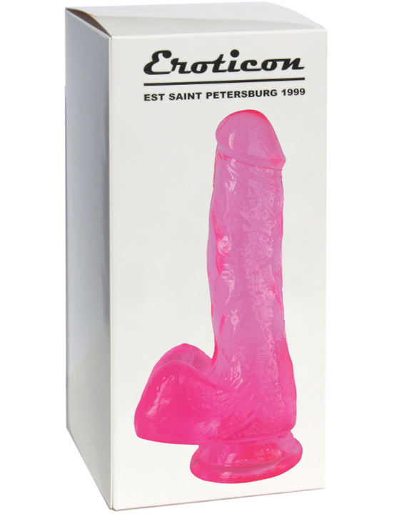 Фаллоимитатор на присоске с мошонкой, TPR, розовый, 175x38 мм