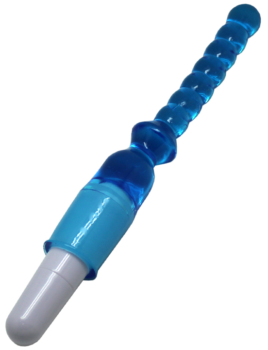 Вибратор гелевый удлиненный, синий, 25x250 мм