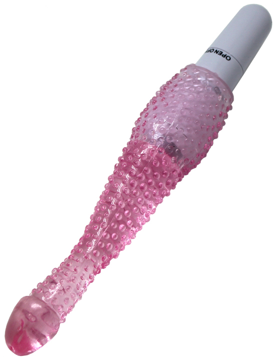 Вибратор с пупырышками, гелевый, розовый, 24x210 мм