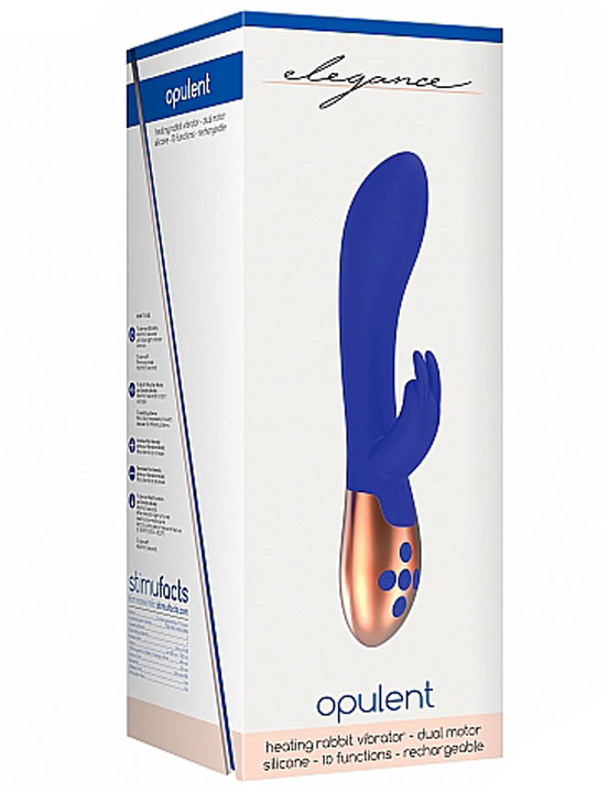 Вибратор Opulent с функцией нагрева и клиторальной стимуляцией, синий, 35х203 мм