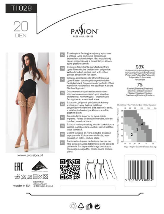 Колготки с имитацией чулок на поясе, чёрные, размер 4