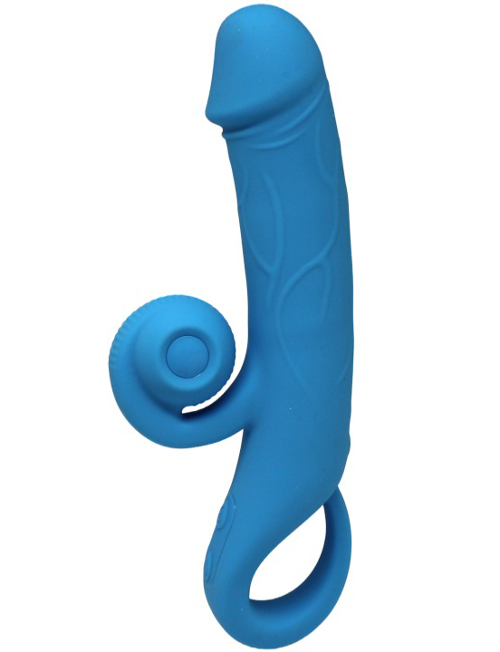 Вибратор Eroticon Snail с клиторальным стимулятором, голубой, 25x35x190 мм
